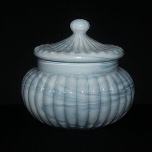 Gorgeous Marbled Glass Dish With Lid